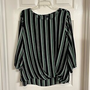 Roz & Ali black and green striped top